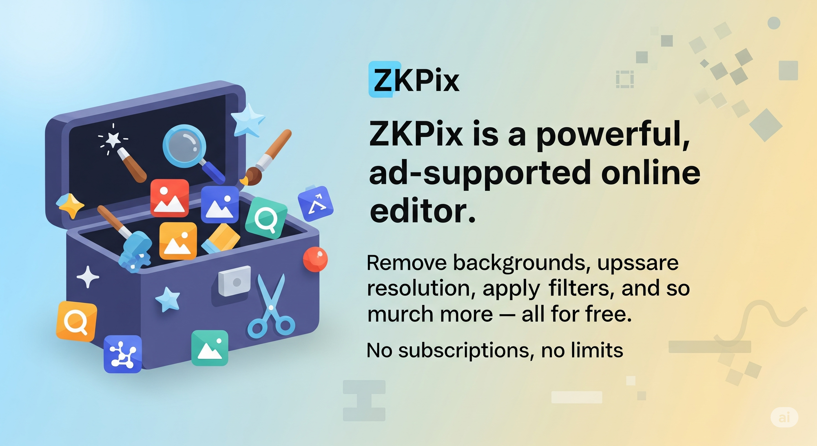 ZKPix editor interface showing a photo being edited